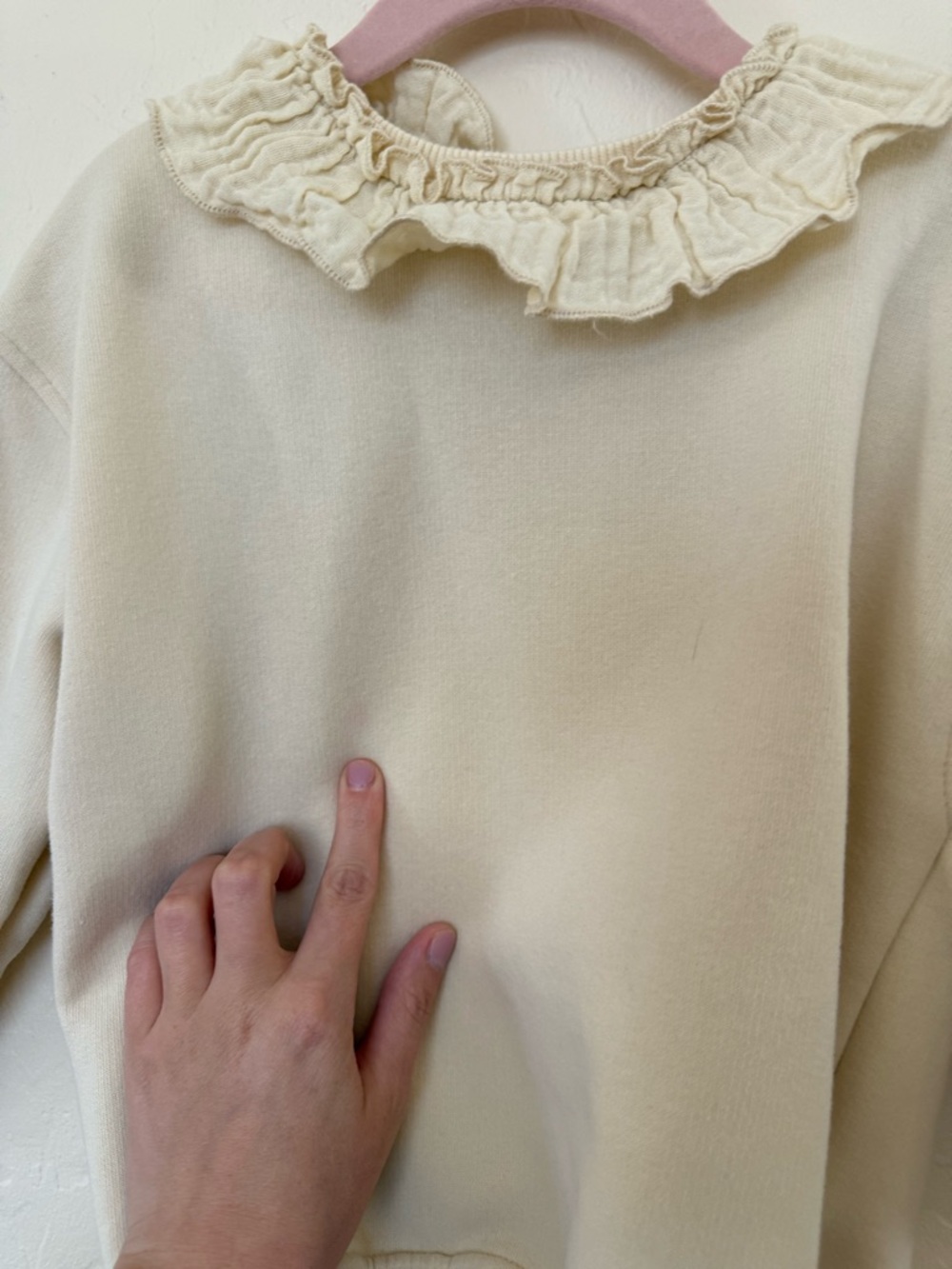 Zara Light Cream Ruffle Neck Top - Picture 3 of 5